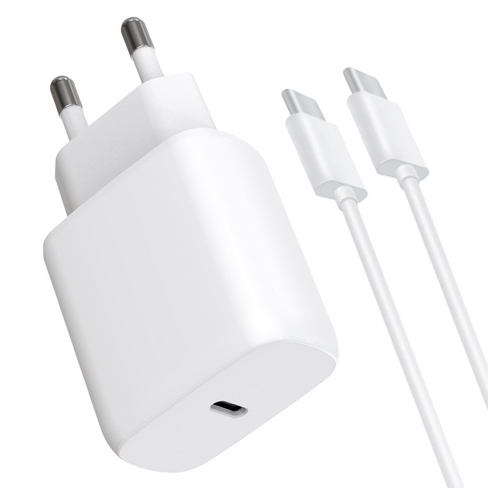 홈플래닛 25W PPS PD 3.0 초고속 충전기  CtoC 케이블 1.2m, 화이트, 1개