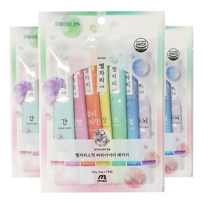 마이베프 반려동물 별자리스틱 버라이어티 영양제 7종 세트, 15g, 종합영양제, 3세트
