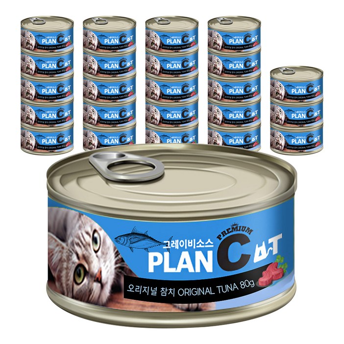 바이캣 플랜씨 그레이비소스 프리미엄 고양이 캔간식 참치 80g, 오리지널참치, 24개