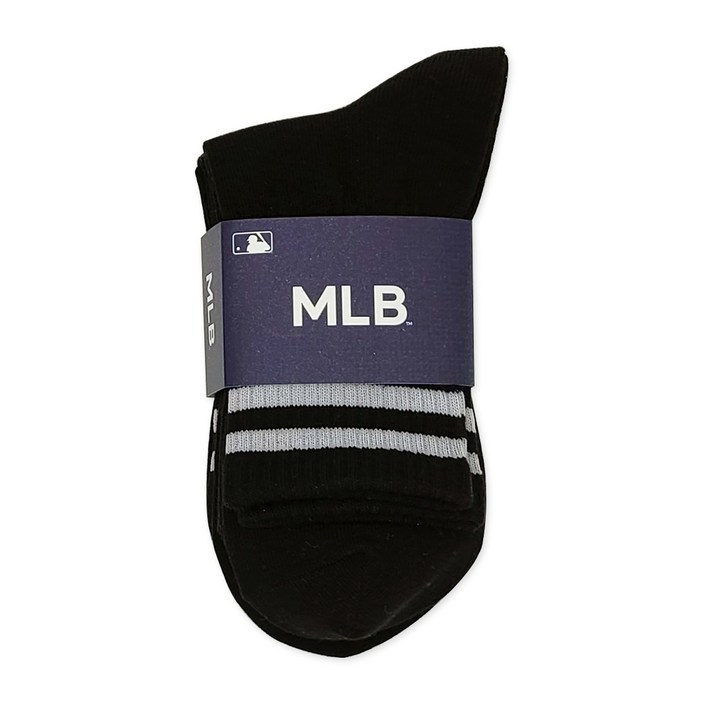 MLB 남성용 투라인 중목 양말 3족 세트