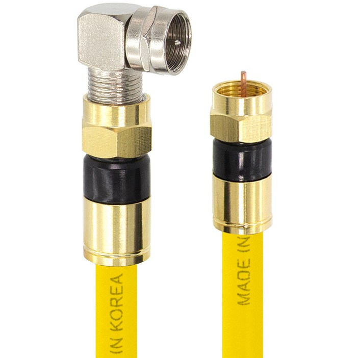 솔탑 국산 골드 고급형 RF 안테나 옐로우 꺾임 TV 동축 수제작 케이블 50M, SOLTOP1284, 1개