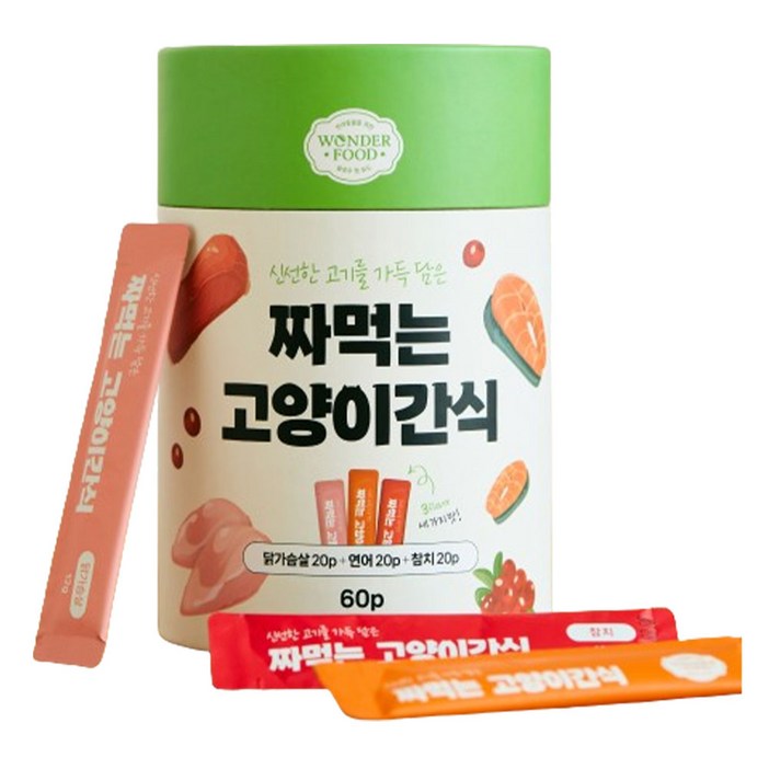 원더푸드 고양이 짜먹는 간식 닭가슴살 20p 연어 20p 참치 20p 세트, 혼합맛닭가슴살 연어 참치, 1세트 원더푸드 고양이 짜먹는 간식 닭가슴살 20p 연어 20p 참치 20p 세트, 혼합맛닭가슴살 연어 참치, 1세트