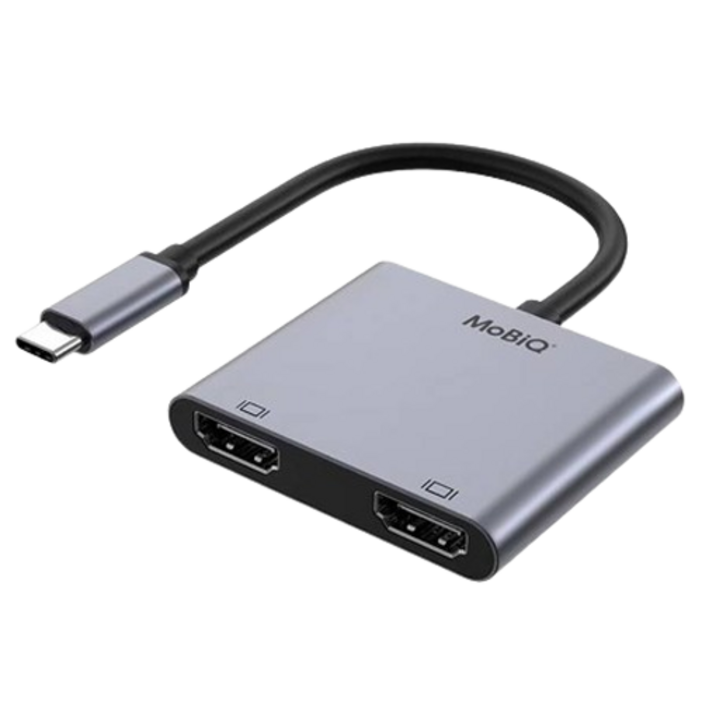 모비큐 2포트 C타입 4K HDMI 듀얼 모니터 멀티 USB 허브 EM2HP