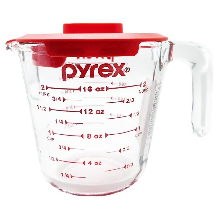 파이렉스 내열유리 계량컵 500ml + 뚜껑 세트
