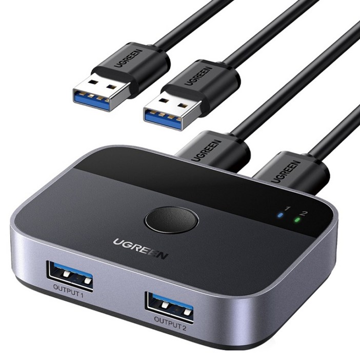유그린 USB 3.0 2대2 스위치 선택기 CM757, 혼합색상, 1개