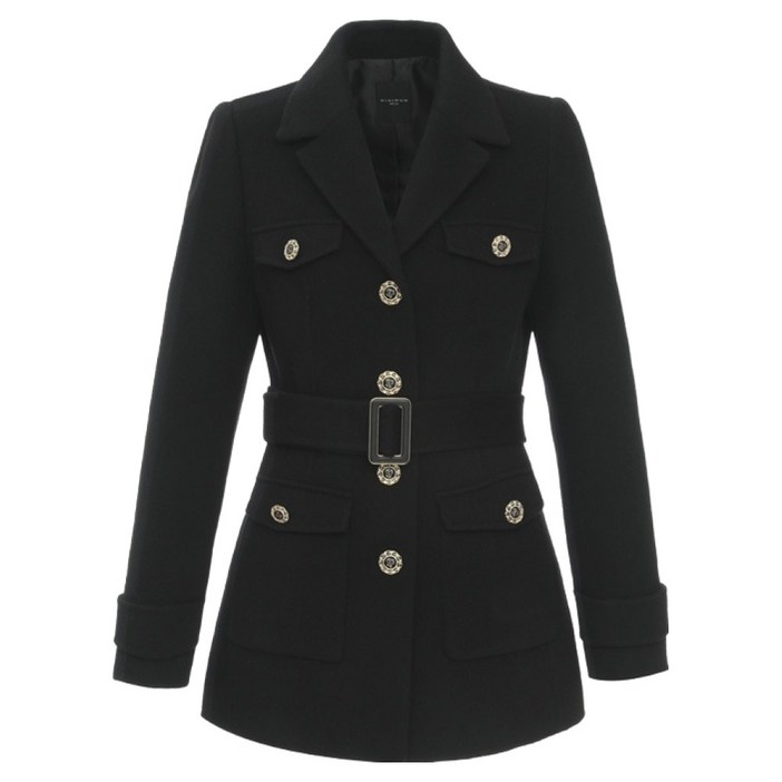 미니멈 여성용 버튼장식 벨티드 자켓