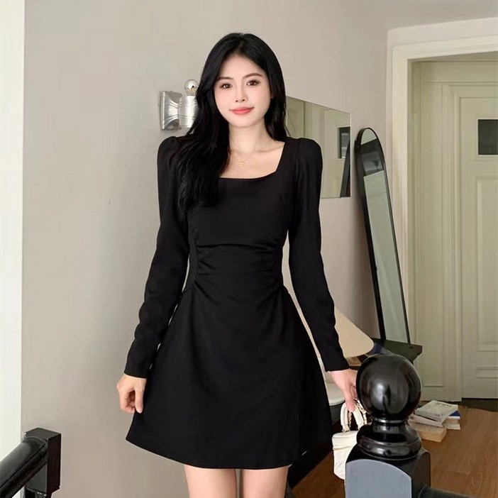 피어니스트 라인 슬리밍 A라인 미니원피스