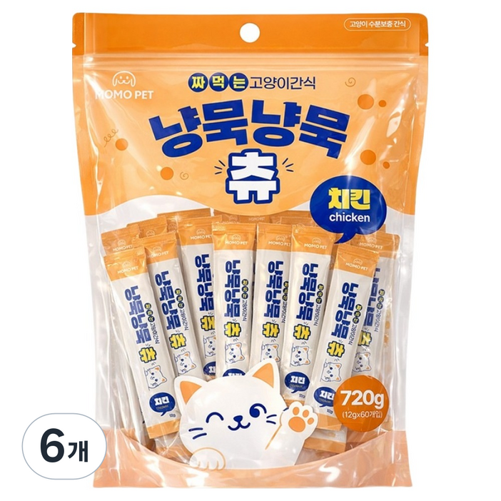 MOMOPET 냥묵냥묵 고양이 대용량 짜먹는 간식 60p, 6개, 720g, 치킨