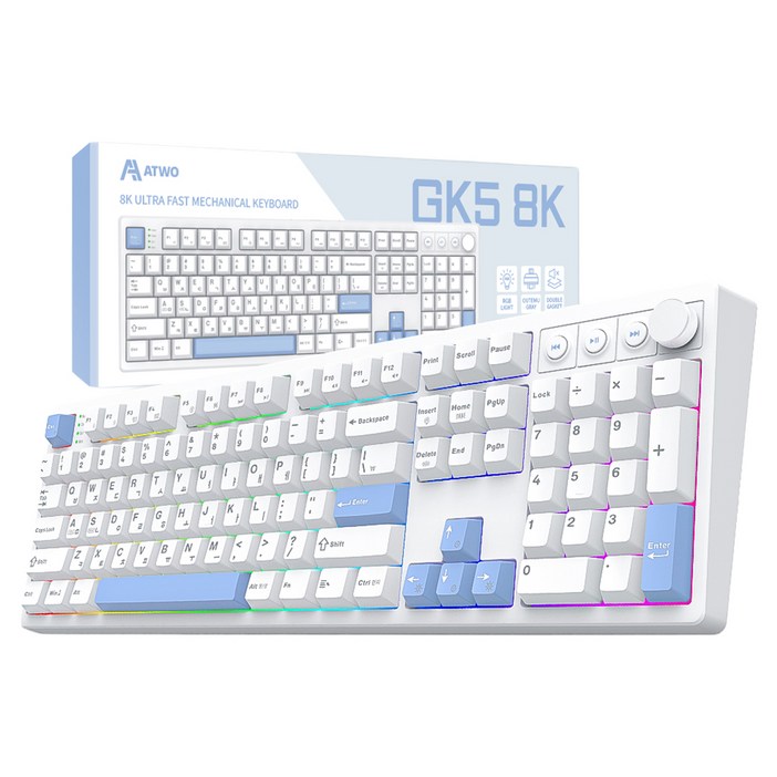 에이투 풀배열 게이밍 유선 키보드 오테뮤 그레이축, 화이트스카이, GK5 8K, 제조사축