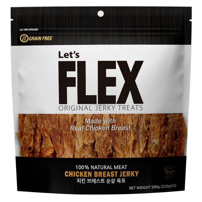 플렉스 강아지 그레인프리 육포, 치킨브레스트, 500g, 1개