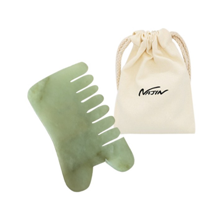 나진 천연 옥 마사지 괄사 8.5 x 5 cm  파우치 세트 NJ026