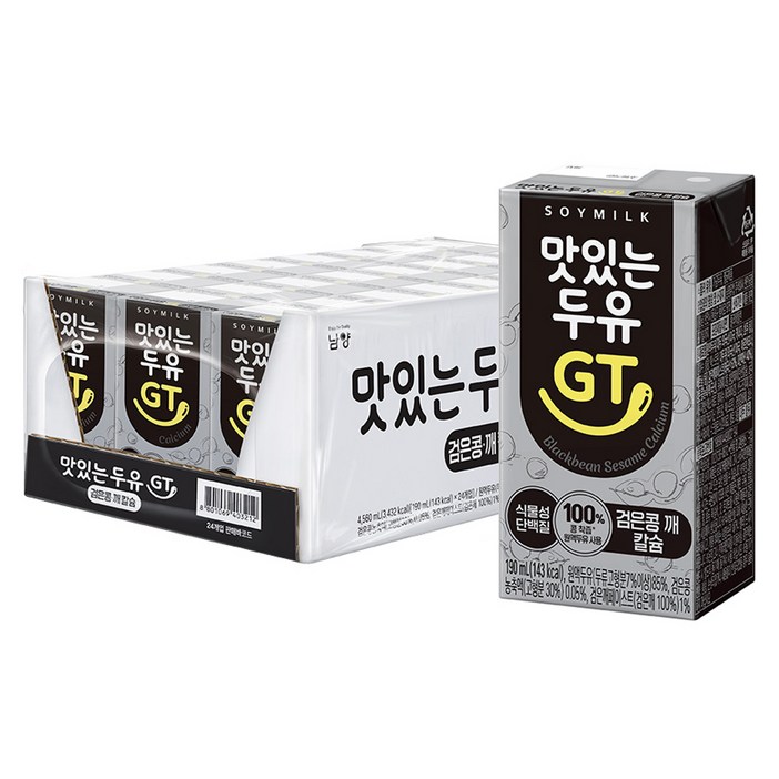 맛있는두유GT 검은콩 깨 칼슘, 190ml, 24개