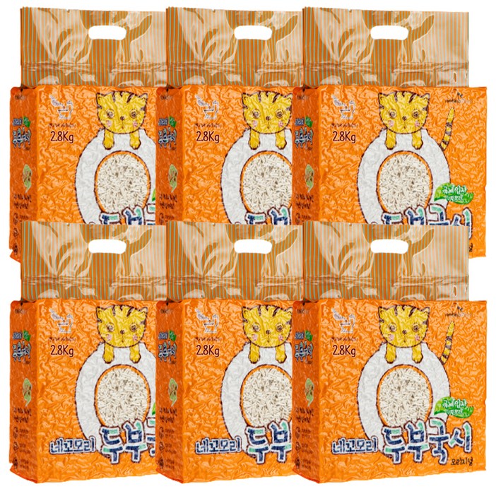 네꼬모리 두부국시 극세입자 고양이 두부모래 오리지널, 7L, 2.8kg, 6개, 크리미 요거트 향