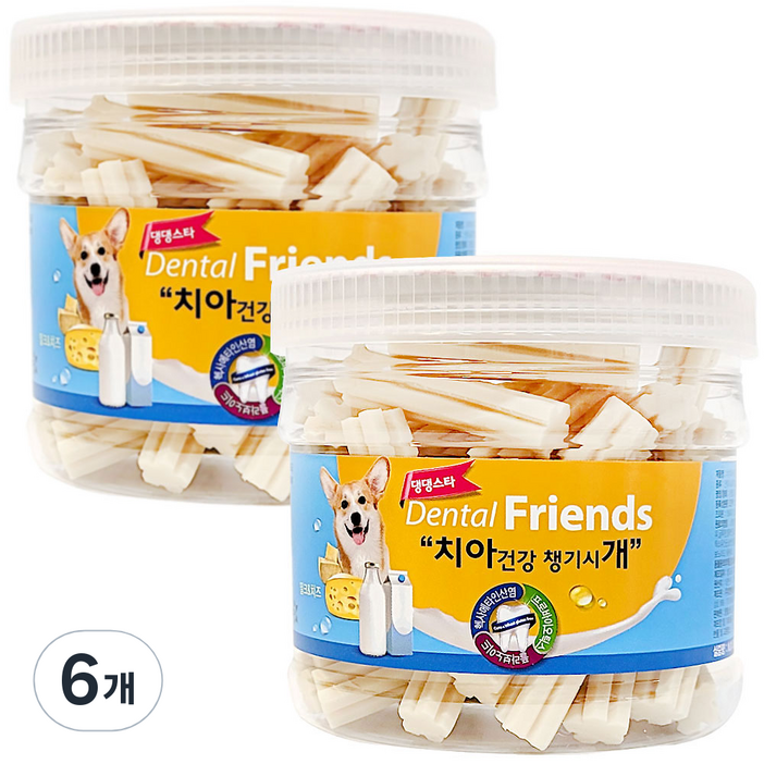 댕댕스타 강아지 덴탈프랜즈 간식, 혼합맛밀크치즈, 300g, 6개
