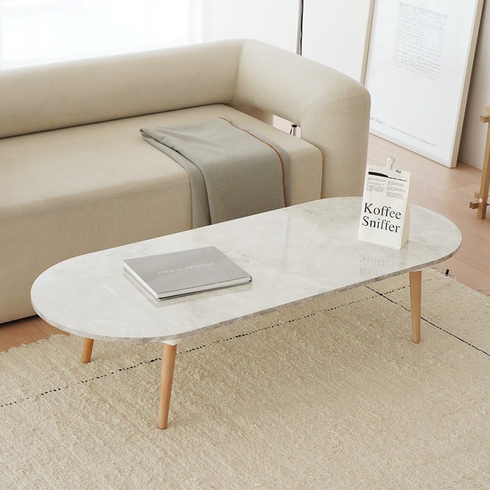 레몬트리 국내제조 E0 LPM 우드 접이식 타원형 1200 테이블, 클래식 마블