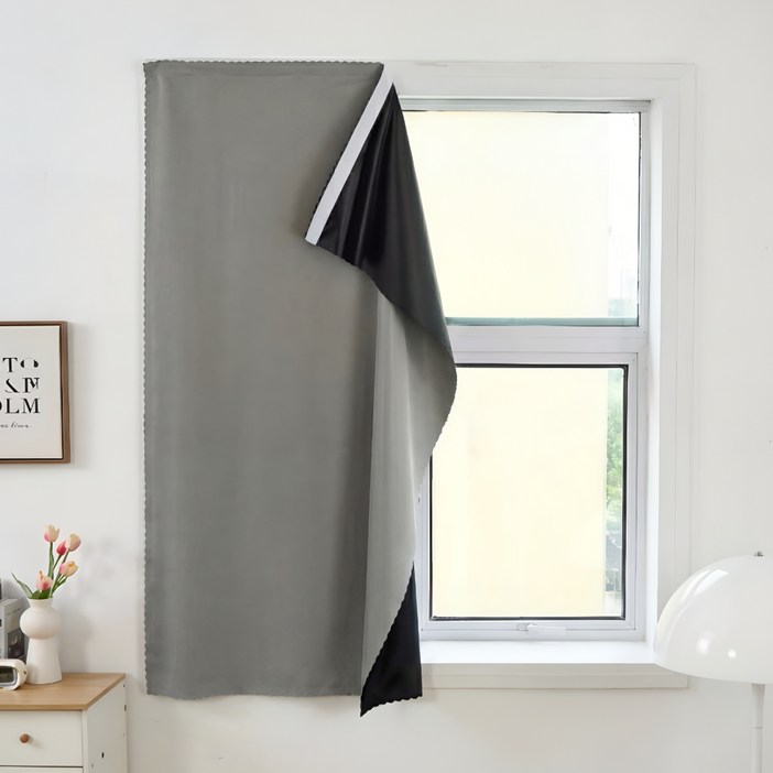 제이에스맘 붙이는 창문형 무타공 벨크로 암막커튼