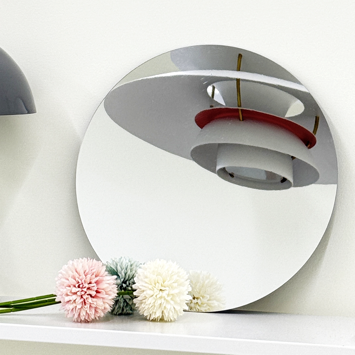 일상도구 부착형 아크릴 원형 벽거울 30 x 30 cm, 단일색상