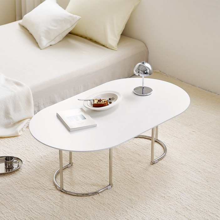 룸앤홈 폰드 크롬 거실테이블 1000 고객직접설치