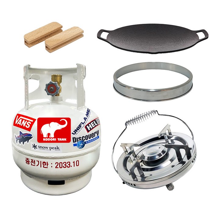 화력조절 해바라기버너 코돌이탱크 LPG 3kg 고화력 버너세트(스티커무료증정), 1세트, 8번_3kg+링가드+1005+멀티그리들36cm