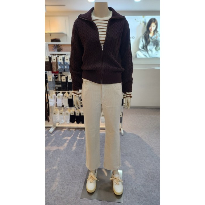 지오다노 여자 꽈배기 빅카라 집업 가디건 3컬러 355911