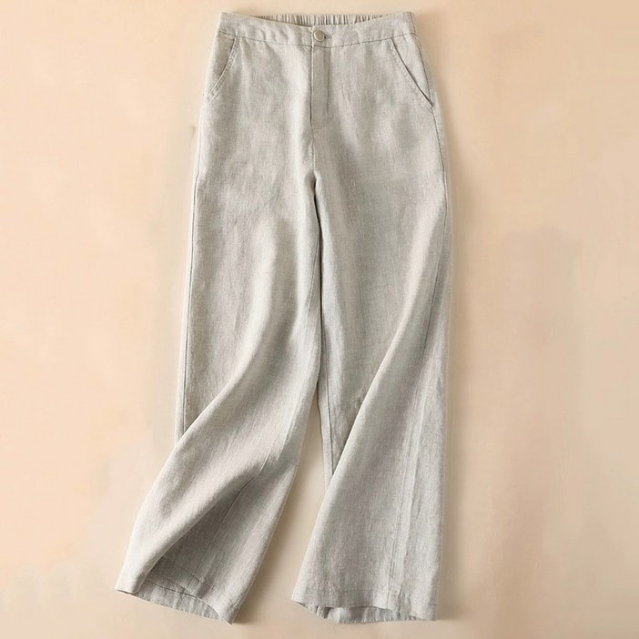 지디오 여성 빅사이즈 린넨 밴딩 바지 시원한 여름 와이드 일자 팬츠