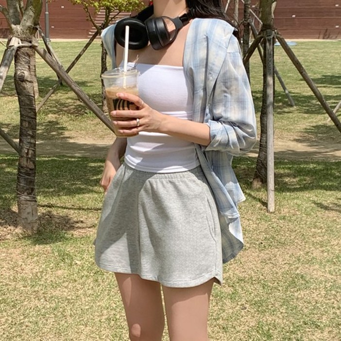 티데일리 여성용 베베 루즈핏 남방 체크 셔츠