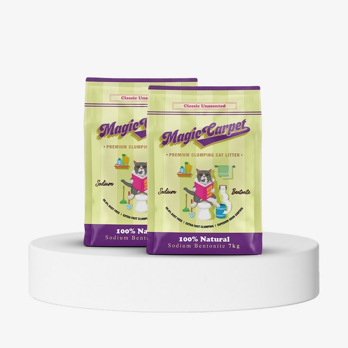 매직카펫 먼지없는 고양이모래 중간입자 7kg X 2개