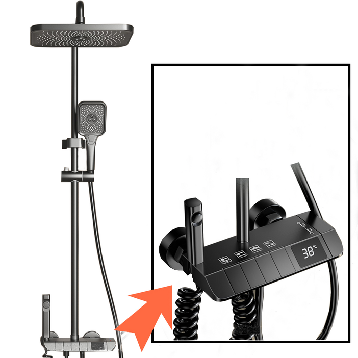 Zoomland 해바라기 샤워기 프리미엄 선반형 LED 온도 표시 해바라기 샤워기 수전세트 독일기술 디자인 지능 항온 고화질 수온 디스플레이