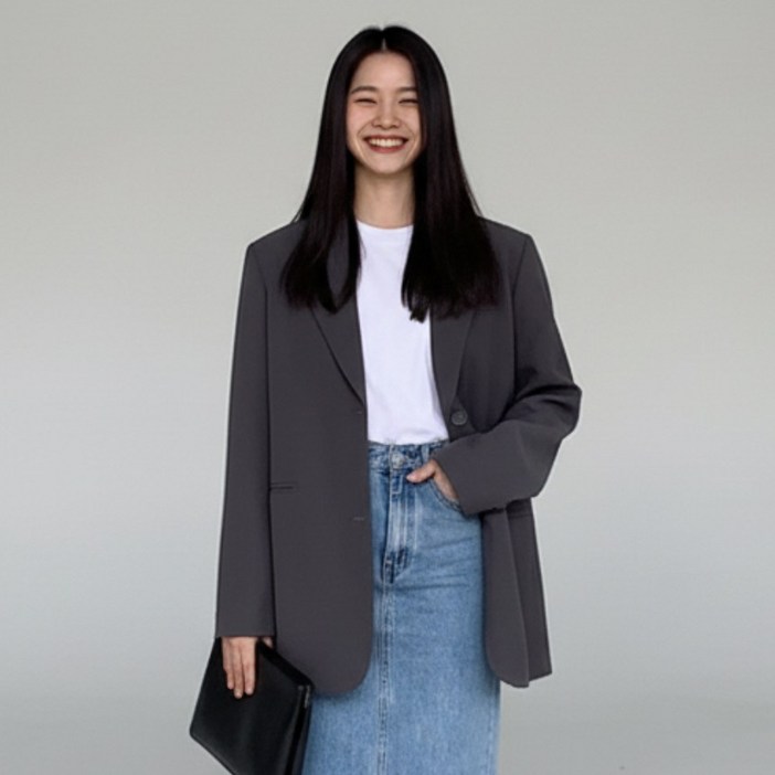 여성 데일리 뒷트임 루즈핏 싱글 정장 자켓