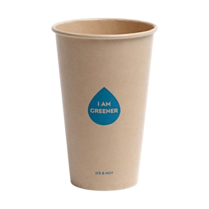 아이엠그리너 일회용 양면코팅 테이크아웃 파티 대나무 종이컵 16온스 470ml, 20개