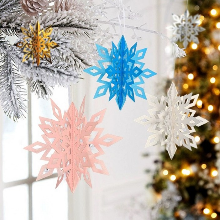 도매플랜크리스마스 눈꽃 모빌 오너먼트 눈송이모빌 트리 벽장식 6P