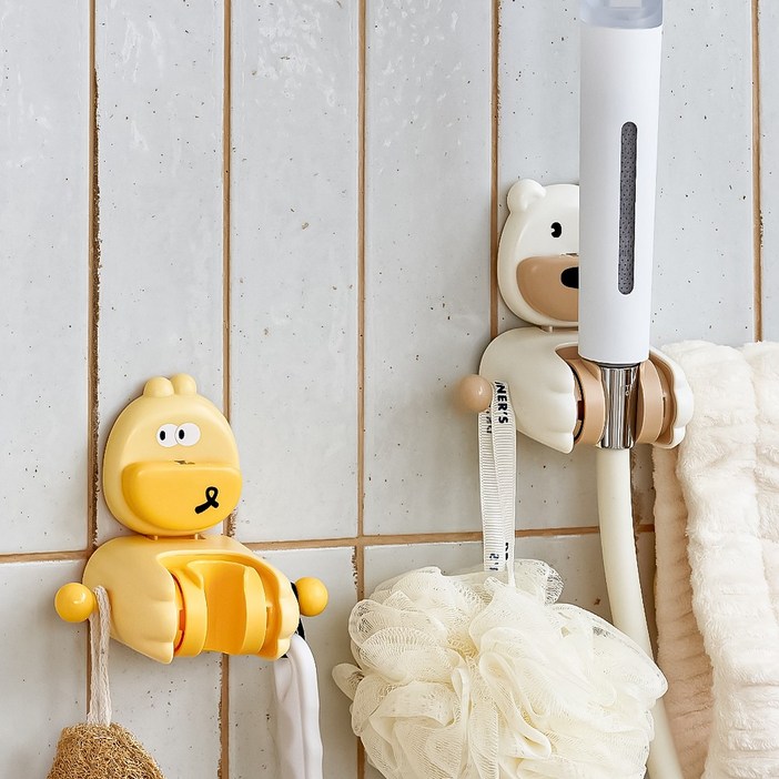 아토퓨어 초강력 흡착식 무타공 샤워기 거치대 홀더 각도조절 캐릭터