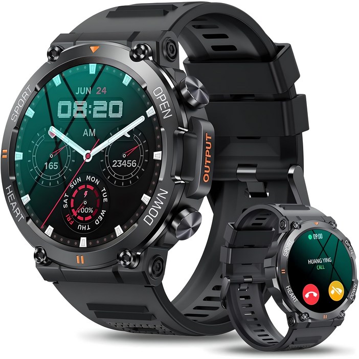 RichMagic K56PRO 1.39인치 먼지충격방지 방수 야외 스마트워치 블루투스통화 NFC GPS IP68 스마트 스포츠워치 47mm, 블랙, 46cm, GPS 블루투스