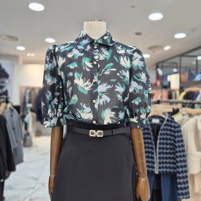 모조에스핀 퍼프소매 패턴 블라우스 s262msc016 DGDG 708145