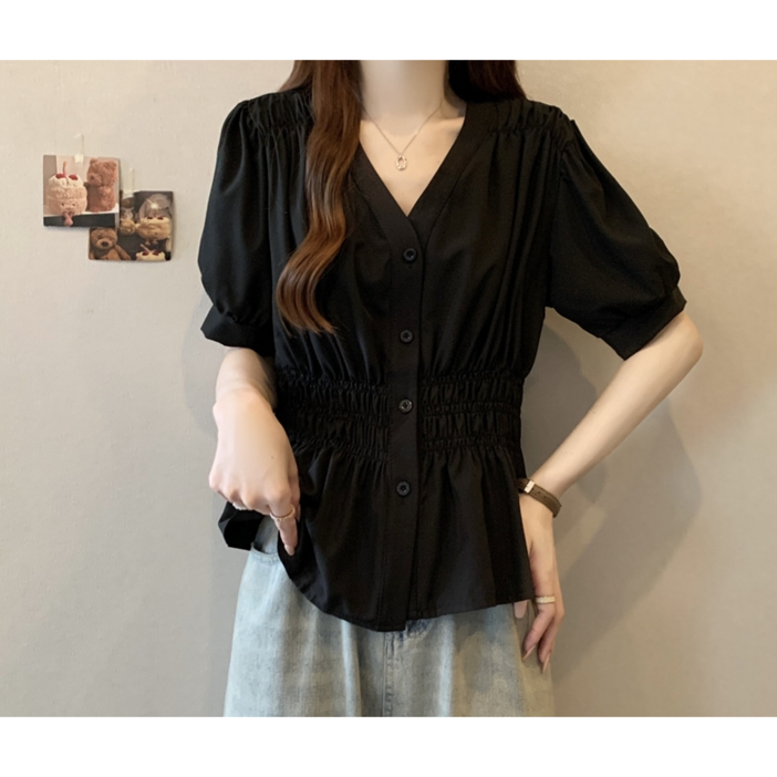 미소준 루즈핏 블라우스 편하게 입는 반팔