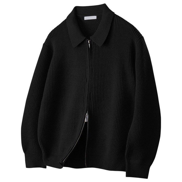 팀스핏품질보증 남성용 빅사이즈 비스코스 투웨이 가디건 카라 집업 니트 오버핏