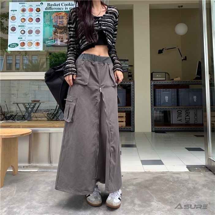 에쥬아 Y2K 카고 치마바지 캐주얼 스커트 하이웨이스트 스커트
