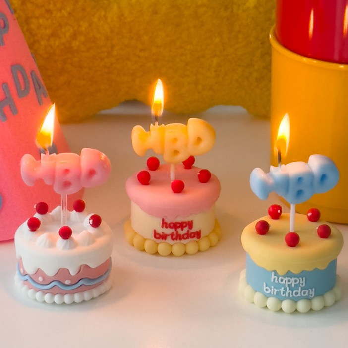 하피블리 통통HBD초 3P 생일초 케이크 파티 초