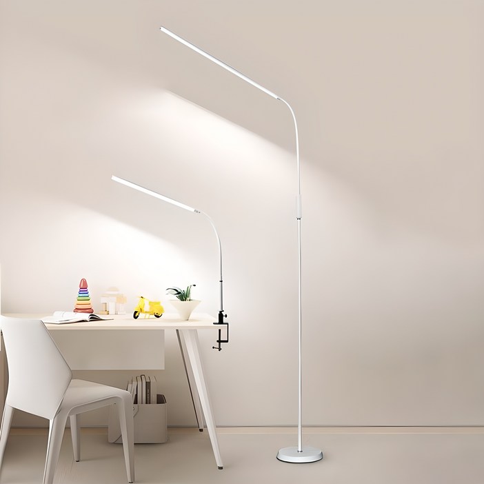 ALLILIO 거실 LED 플로어램프 집게 책상 스탠드  밝기, 색온도 조절 가능 블루라이트 차단 시력보호  스탠드&클램프식 겸용 12W
