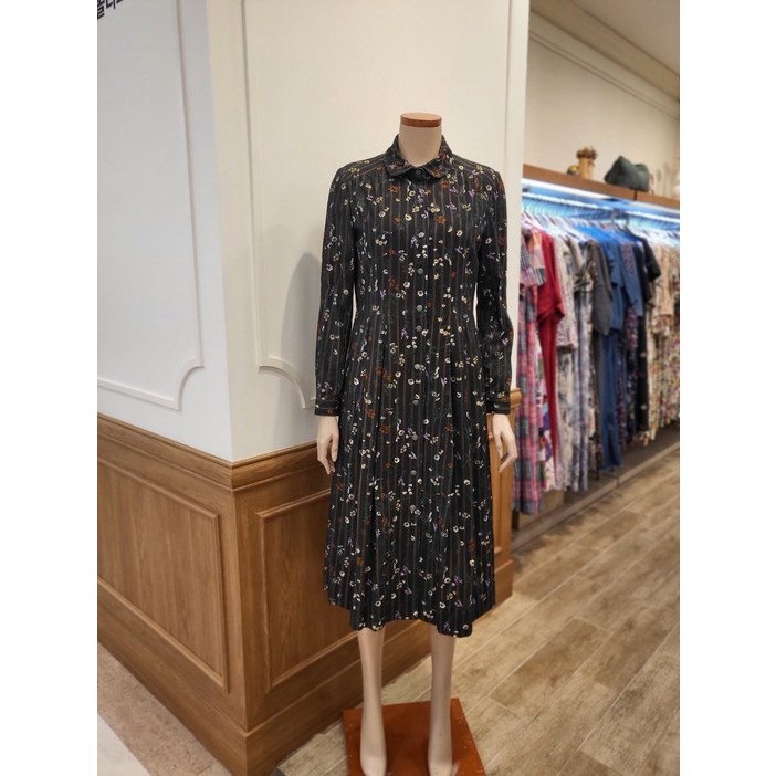 [AK플라자] [비꼴리끄] 코튼 골지 라운드 카라 원피스B232WO1021