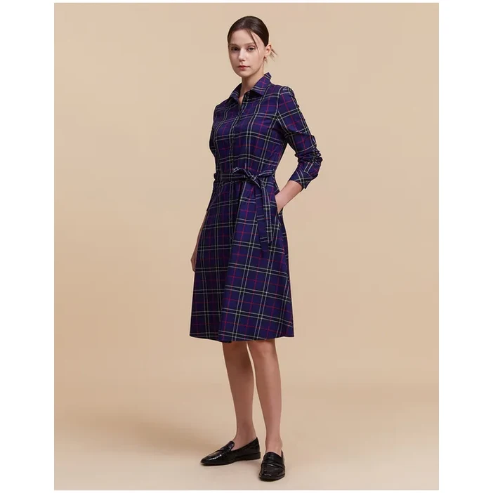 헤지스 HAZZYS 여성 네이비 스트랩 면 셔츠형 원피스