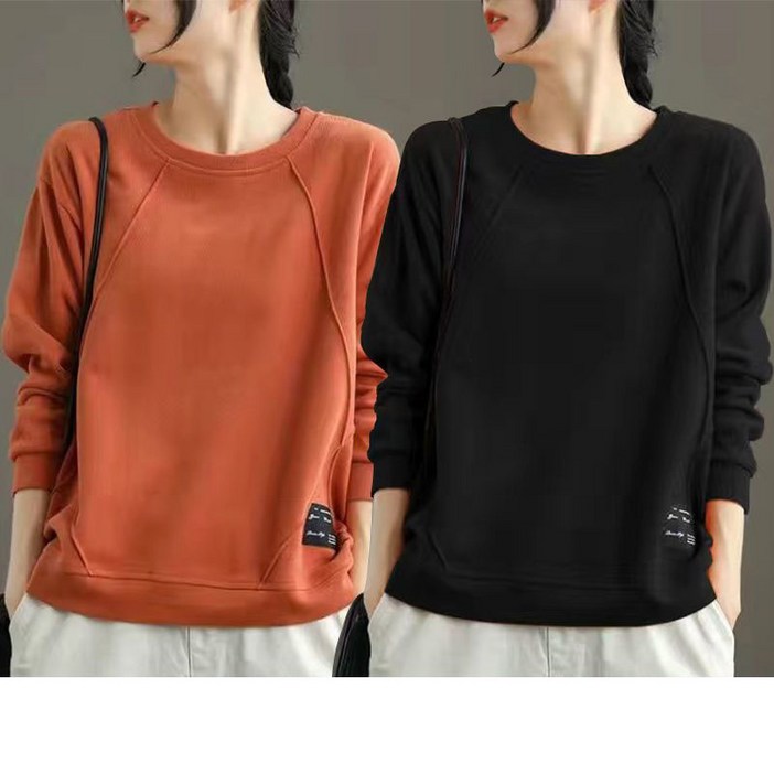 11 여성 봄 가을 티셔츠 캐주얼 슬림핏 긴팔티 심플 여성티 데일리 라운드 맨투맨 티셔츠 오버사이즈 YMY