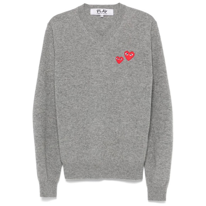 꼼데가르송플레이 더블 하트 패치 스웨터