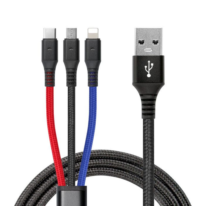 11 만타이거 3in1 USB 멀티타입 고속충전 케이블, 2개, 1.2m