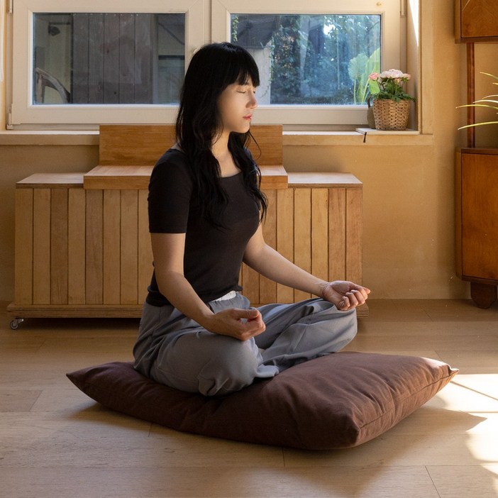 쿠션이야기 탄탄 목화구름 절방석 솜포함, 진옐로우