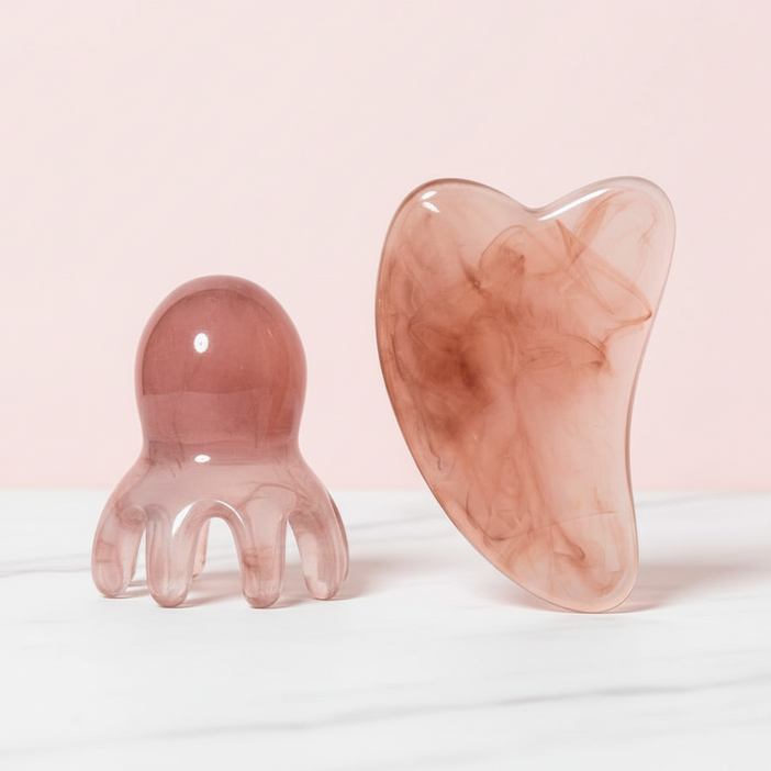 퓨에뜨 두피 괄사 하트 문어 마사지기 세트 머리 얼굴 지압기