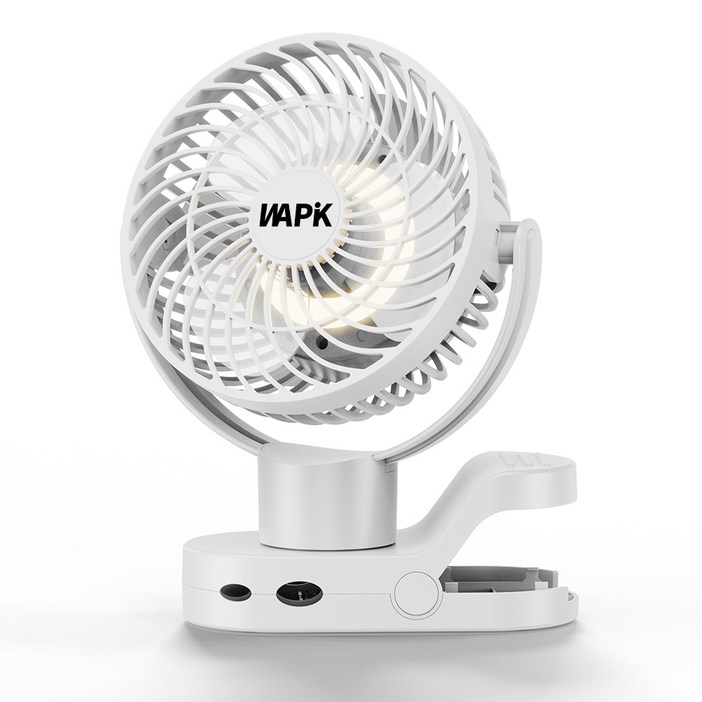 와피크 무선 미니 탁상용 선풍기 F8 Pro 집게형 유모차 휴대용, 화이트