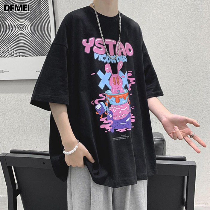 DFMEI 페인팅 그래피티 반팔 티셔츠 남반팔 상의