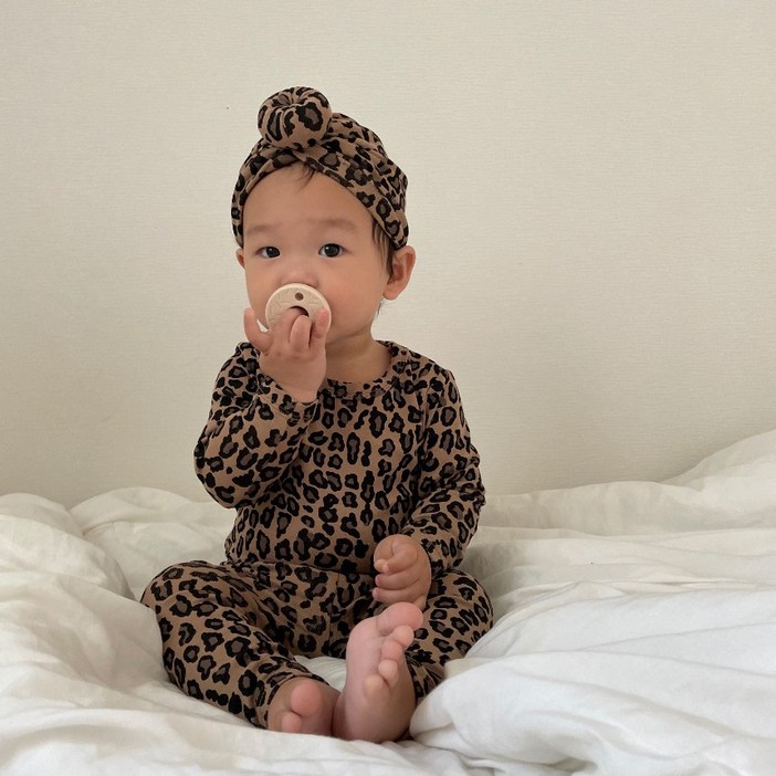 디어딜리 귀여운 아기 호피 치타 내복