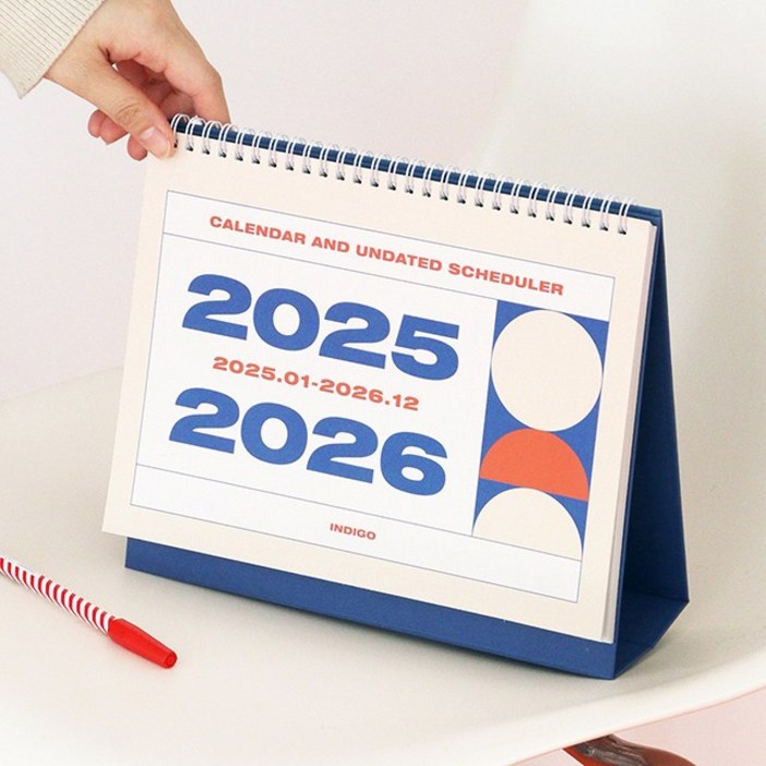 인디고 기본 2년 탁상 달력 v.4 (25년 1월26년 12월 날짜 만년) 2025년 2026년 달력, 1개, 단일상품